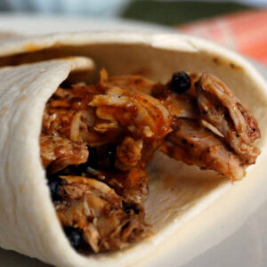 close up of a chicken taco