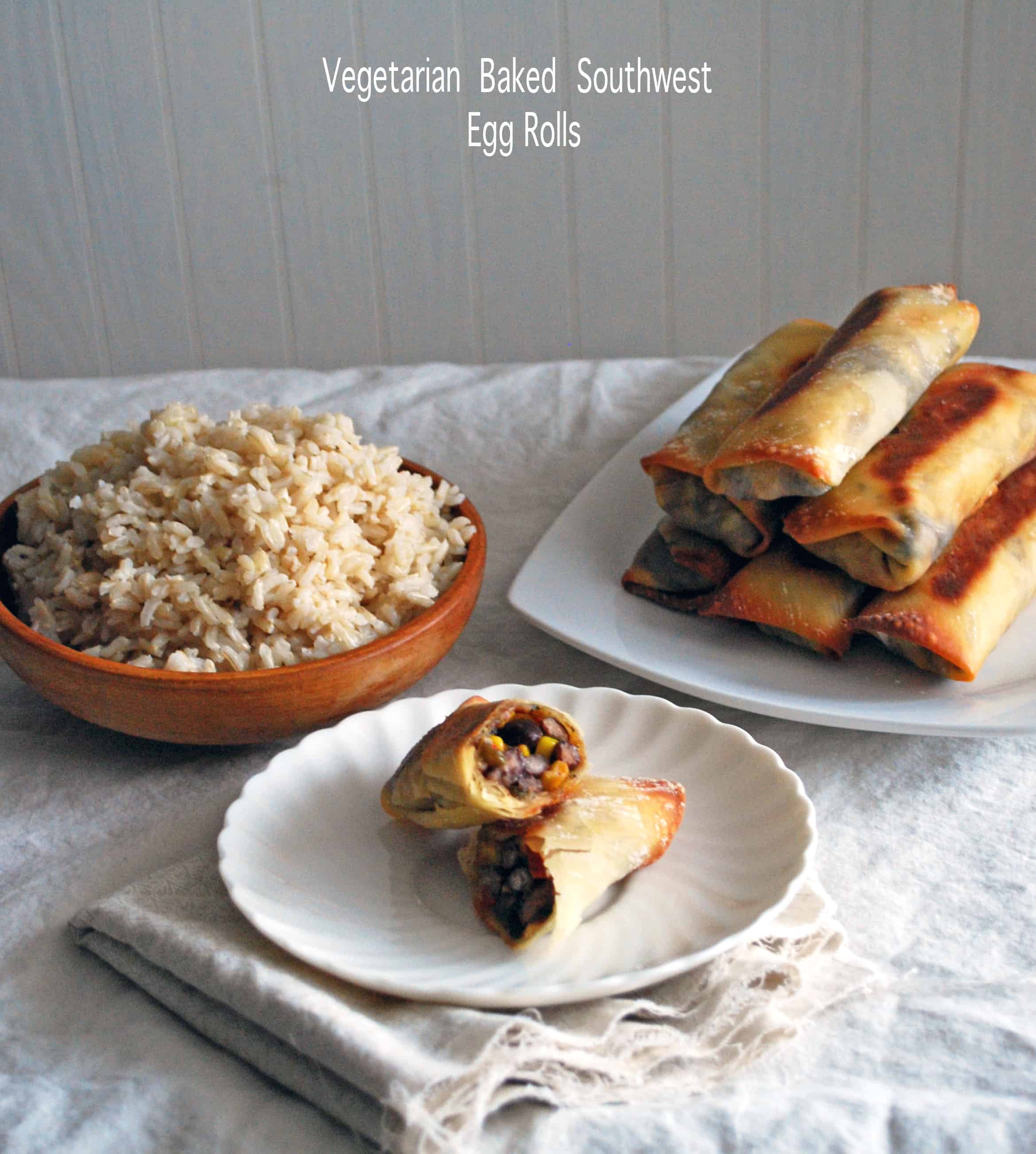 Vegetarian Baked Southwest Egg Rolls - Perfectly crisp, savory egg rolls you can have for a quick dinner or appetizer! // The Live-In Kitchen