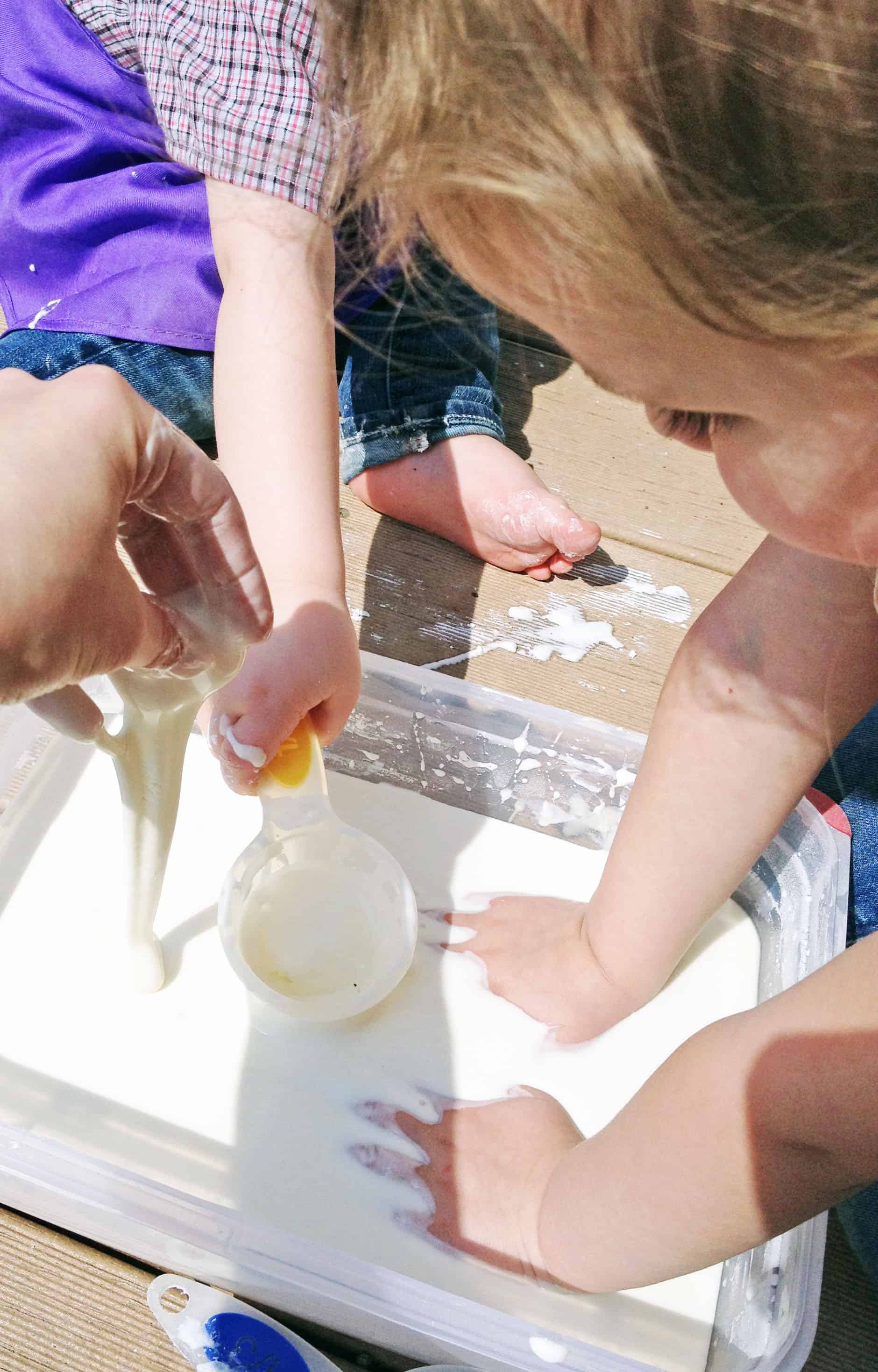 Oobleck - a fun experiment to do with your kids. It acts like both a liquid and a solid!