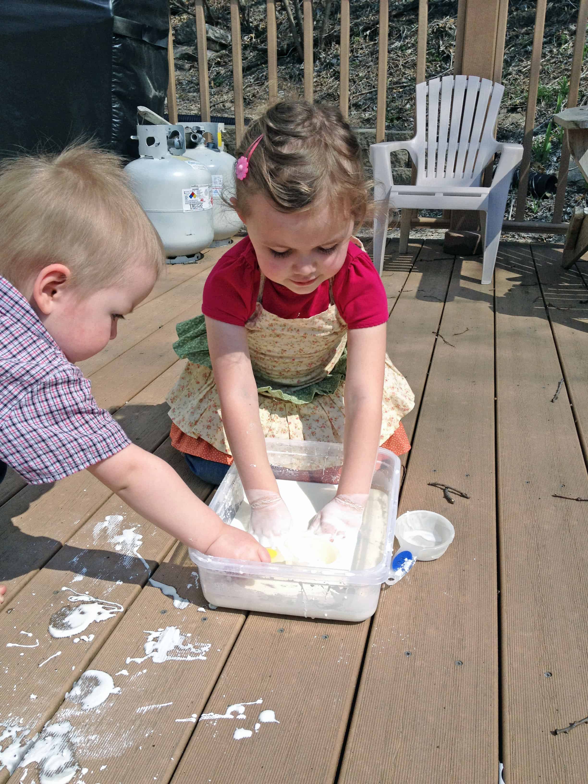 Oobleck - a fun experiment to do with your kids. It acts like both a liquid and a solid!