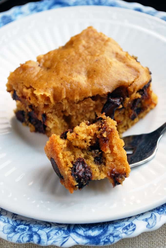 Butternut Squash Snack Cake - Lightly sweet and studded with chocolate chips, this is the perfect snack or healthy treat!