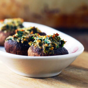 a tray of stuffed mushrooms.