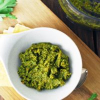 a bowl of butternut squash and sage pesto