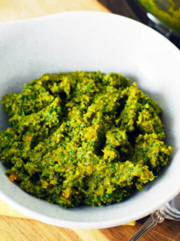 Butternut Squash and Sage Pesto in a white dish.