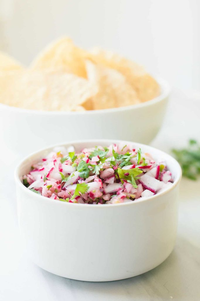 Radish Salsa - A few simple ingredients make this fresh and different salsa! theliveinkitchen.com