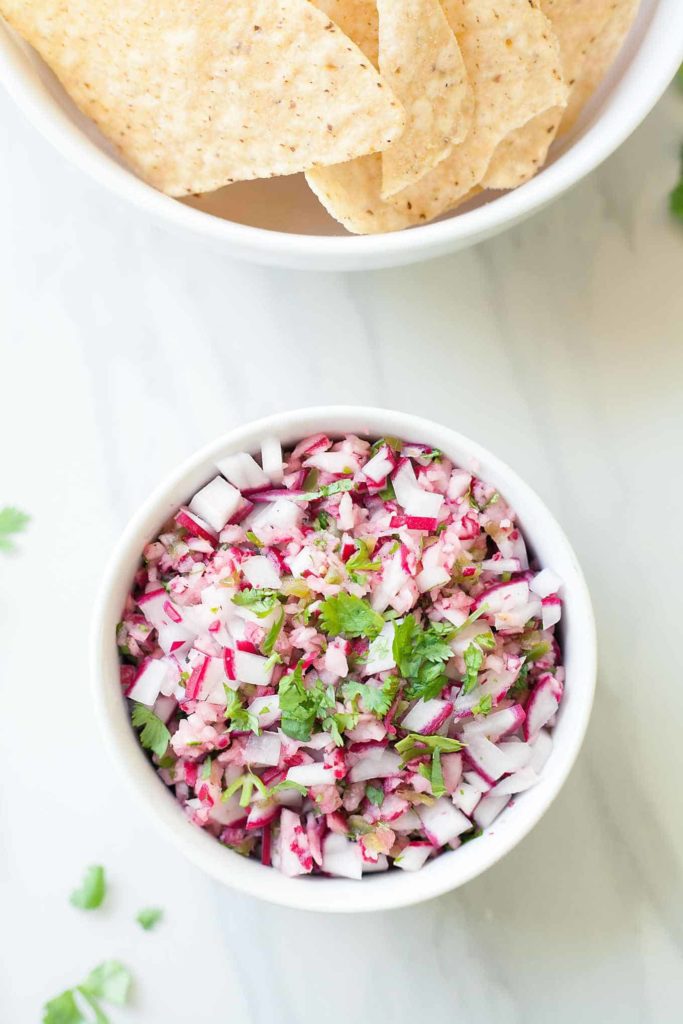 Radish Salsa - A few simple ingredients make this fresh and different salsa! theliveinkitchen.com