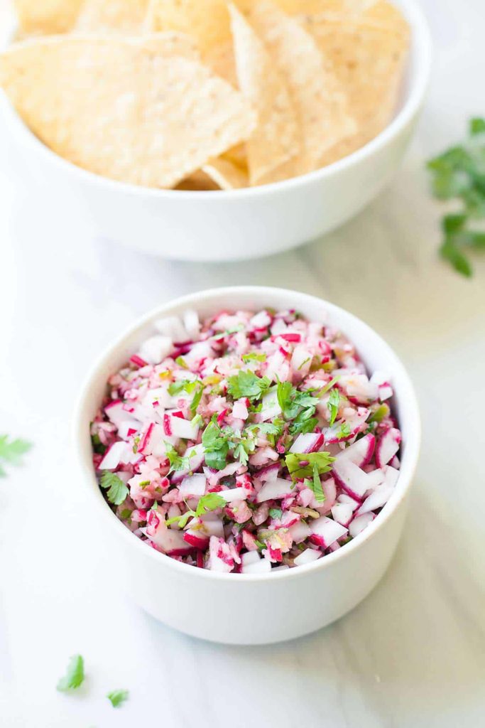 Radish Salsa - A few simple ingredients make this fresh and different salsa! theliveinkitchen.com