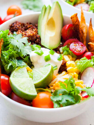 two bowls of quinoa taco salad.