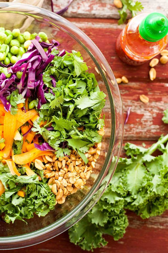 Healthy Green Salad with Sriracha Peanut Dressing The LiveIn Kitchen