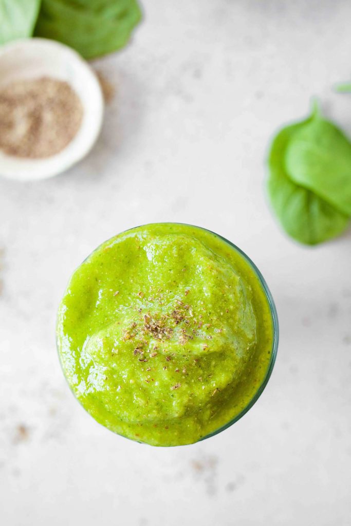 top view image of green smoothie