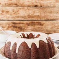 Banana Bundt Cake with Vanilla Glaze - A dense, sweet bundt cake topped with a simple, sweet glaze. #bundtcake #banana #glaze #bundtcakeglaze #vanilla