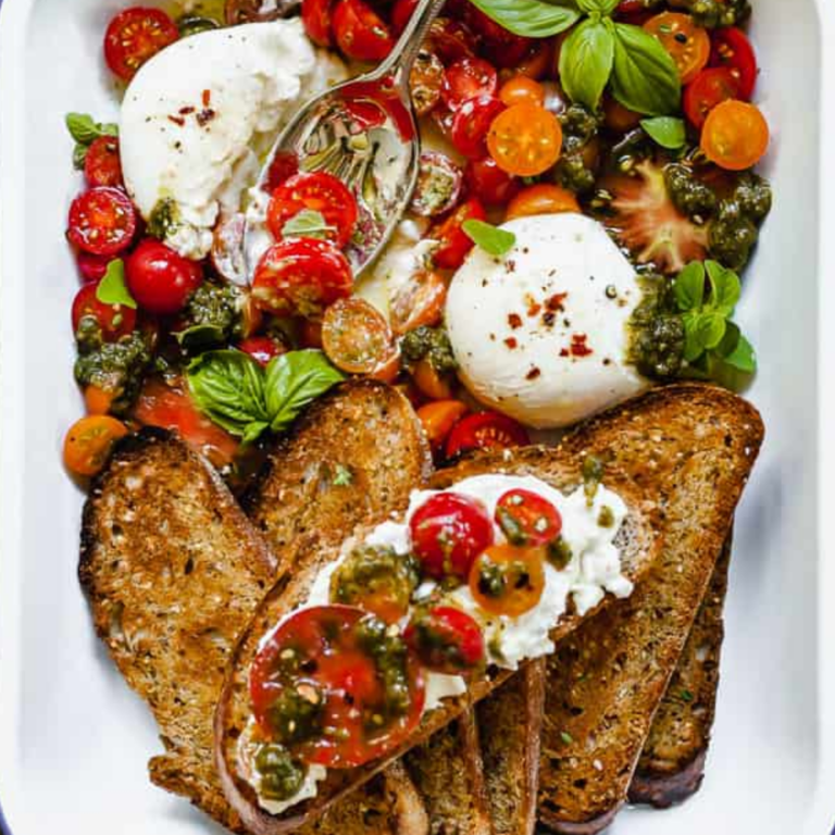 Burrata with Tomatoes, Pesto, and Toast The LiveIn Kitchen