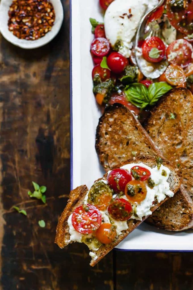 Burrata with Tomatoes, Pesto, and Toast The LiveIn Kitchen