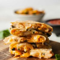 a stack of vegetarian quesadillas
