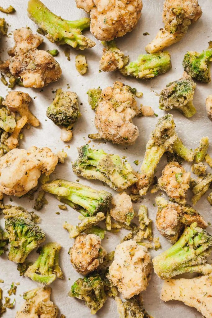 Birds Eye frozen vegetables on a baking hseet