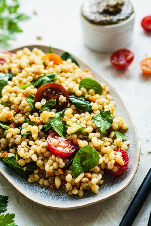 Israeli Couscous Salad with Pistachio Pesto The LiveIn Kitchen