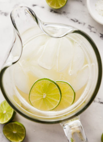 margaritas in glass pitcher