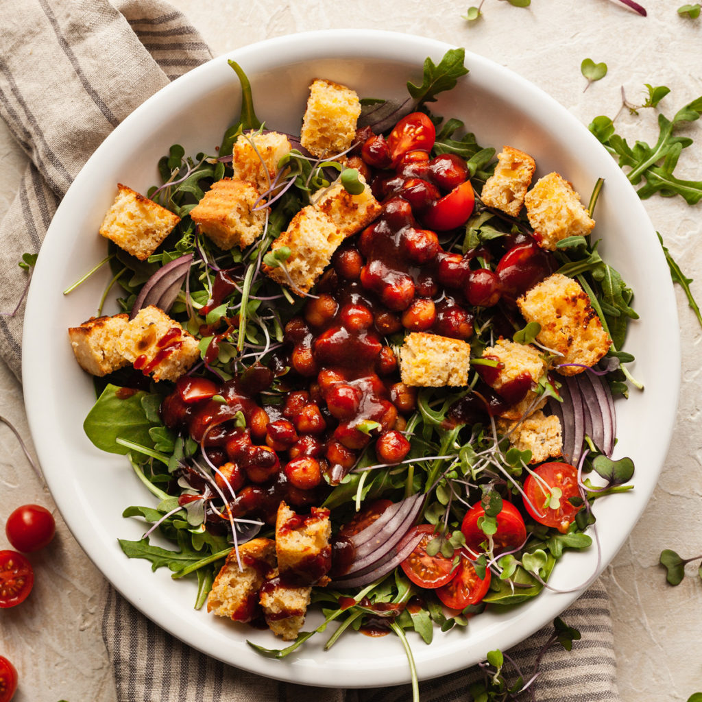 BBQ Chickpea Salad with Cornbread Croutons The LiveIn Kitchen
