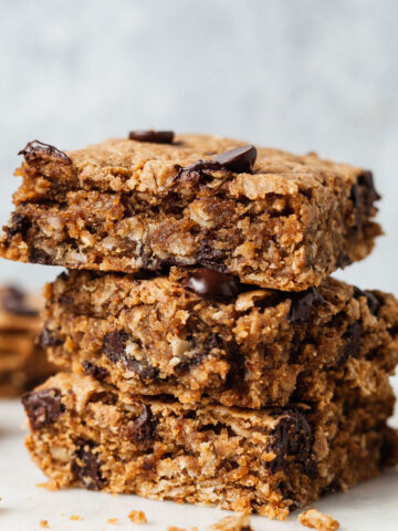 featured image of peanut butter oat bars stacked on top of each other