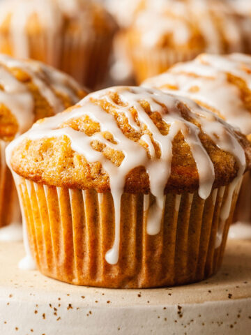 carrot muffins drizzled with white icing