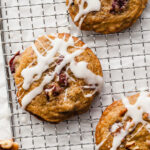 bourbon cherry cookies on a wire cooling rack