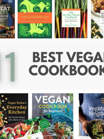 collage image of the best vegan cookbooks