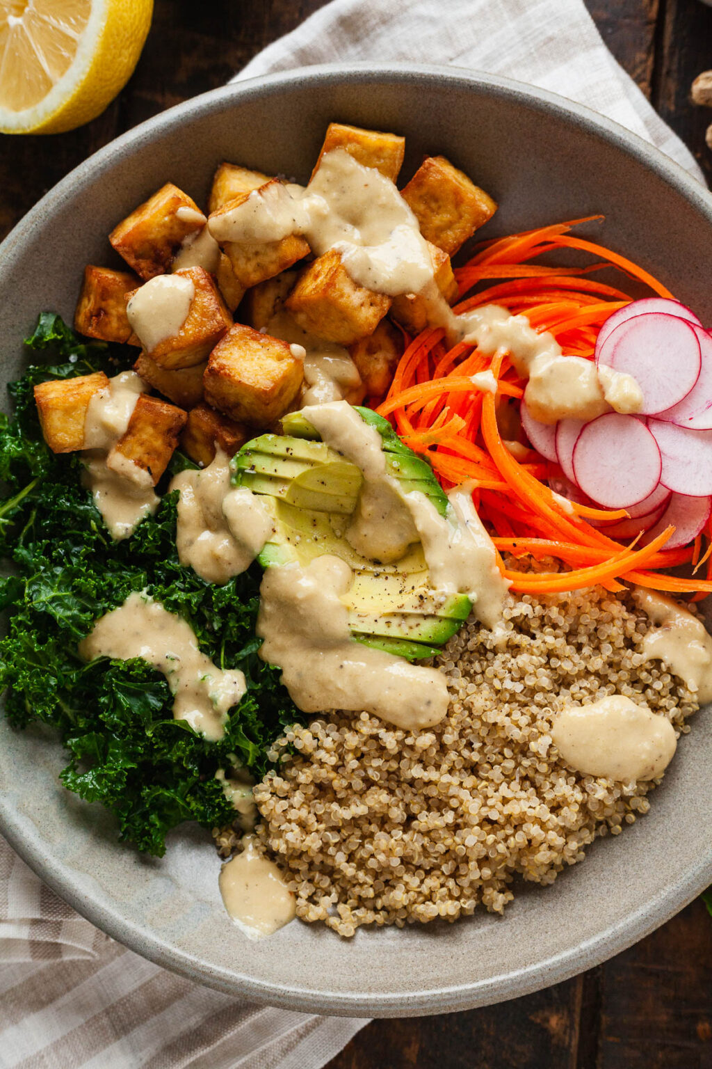 Vegan Tofu Bowl with Ginger Tahini Dressing The LiveIn Kitchen