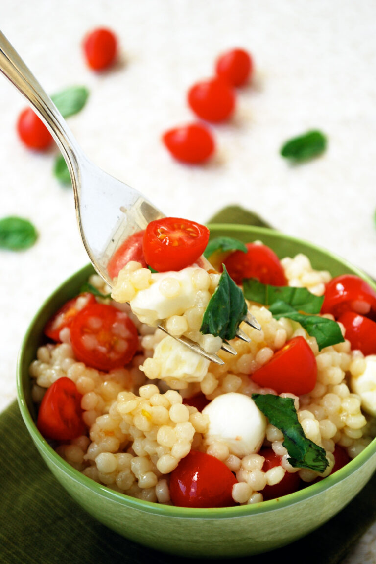 Caprese Couscous with Balsamic Drizzle - The Live-In Kitchen