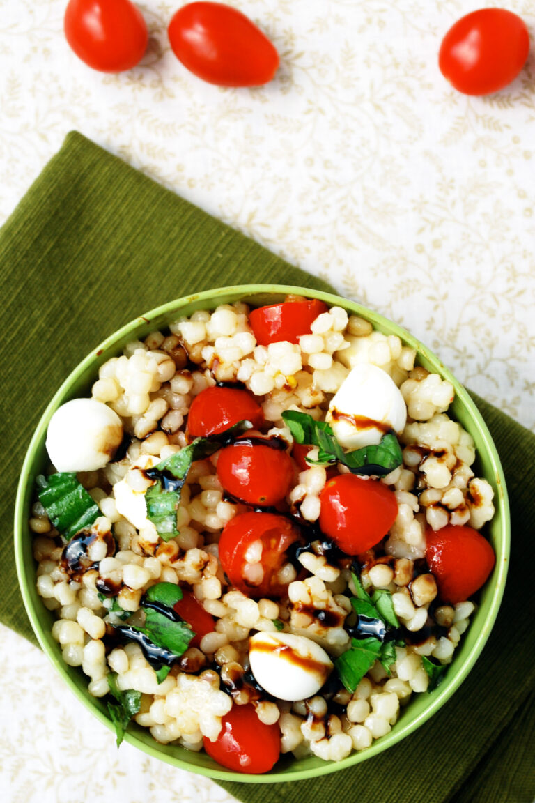 Caprese Couscous with Balsamic Drizzle - The Live-In Kitchen