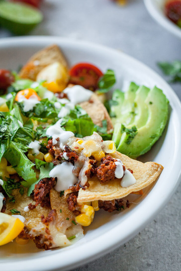 Vegetarian Chorizo Nachos with Lime Crema The LiveIn Kitchen
