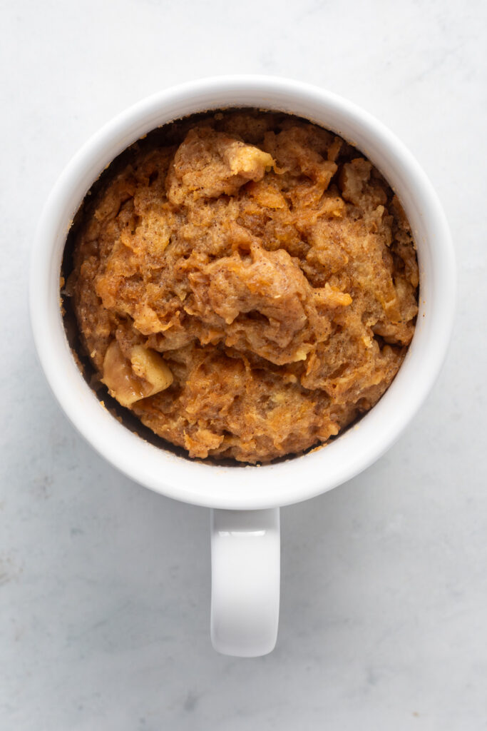 Cooked carrot cake mug cake.