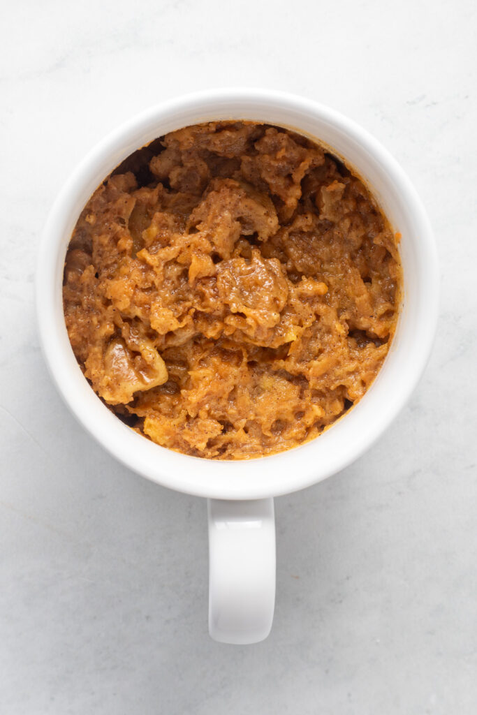 Raw carrot cake mug cake batter.