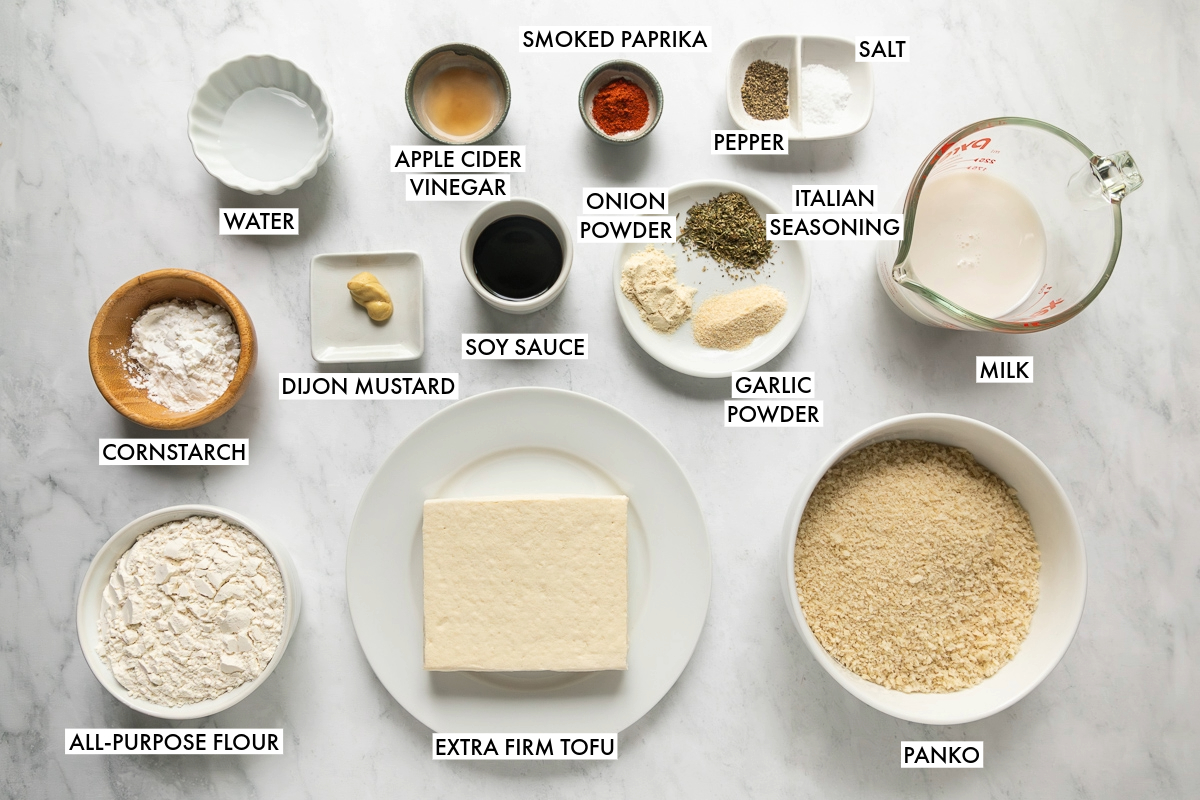 Ingredients used to make tofu nuggets.