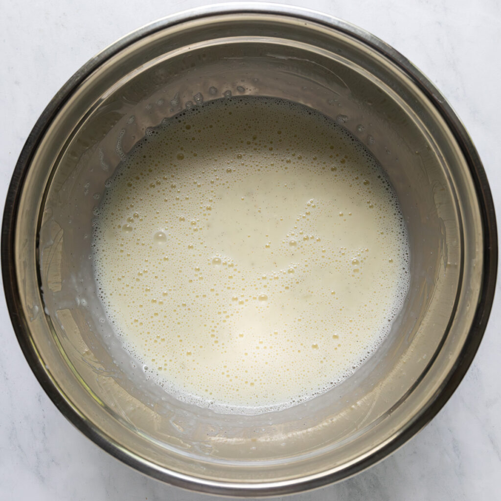 A bowl of ice cream base.