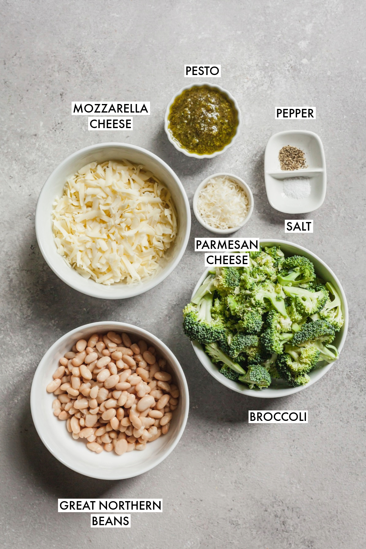 Ingredients used to make broccoli quinoa casserole. 