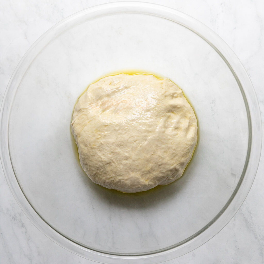 Bread dough in a bowl.