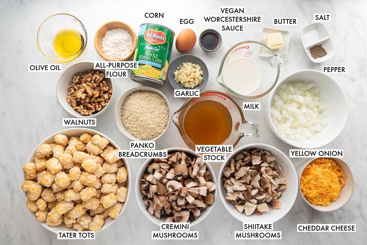 Ingredients used to make tater tot casserole.