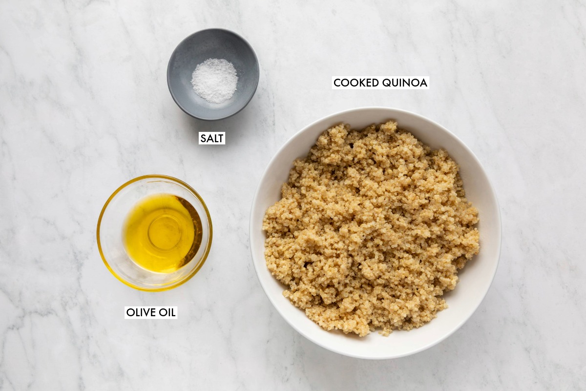 Ingredients used to make crispy quinoa.