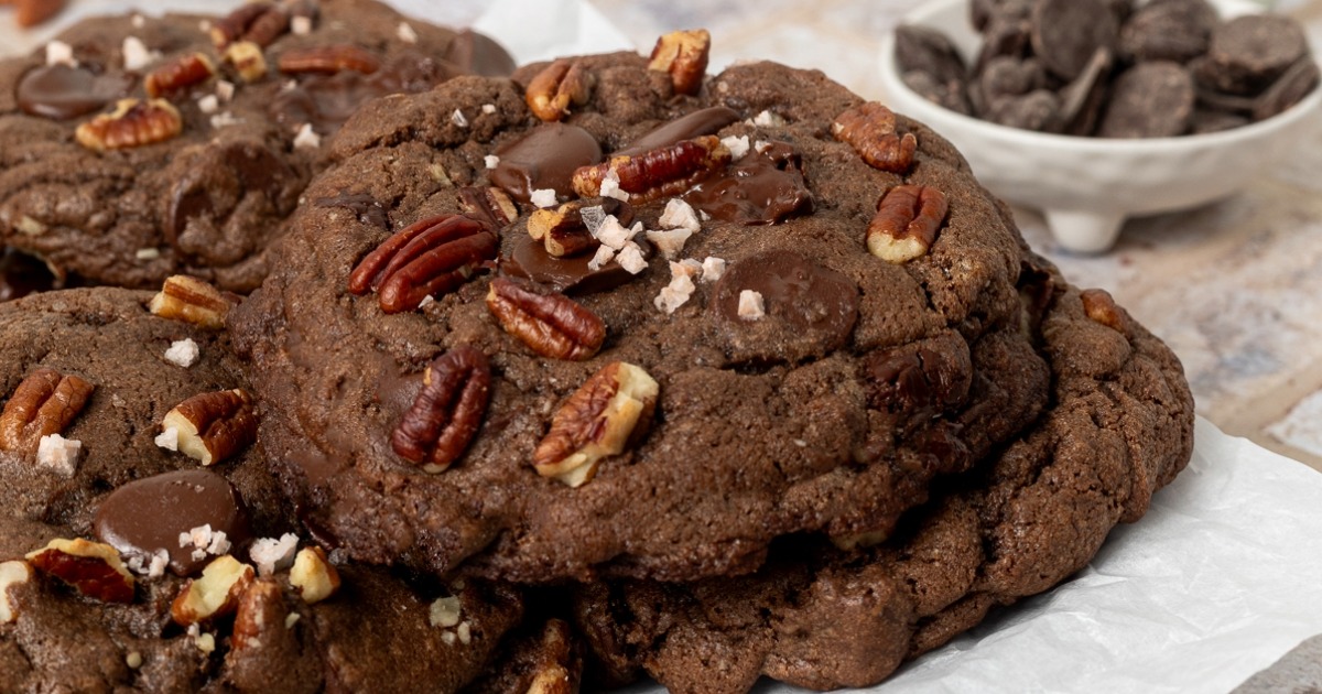 Double Chocolate Chocolate Chip Cookies with Pecans