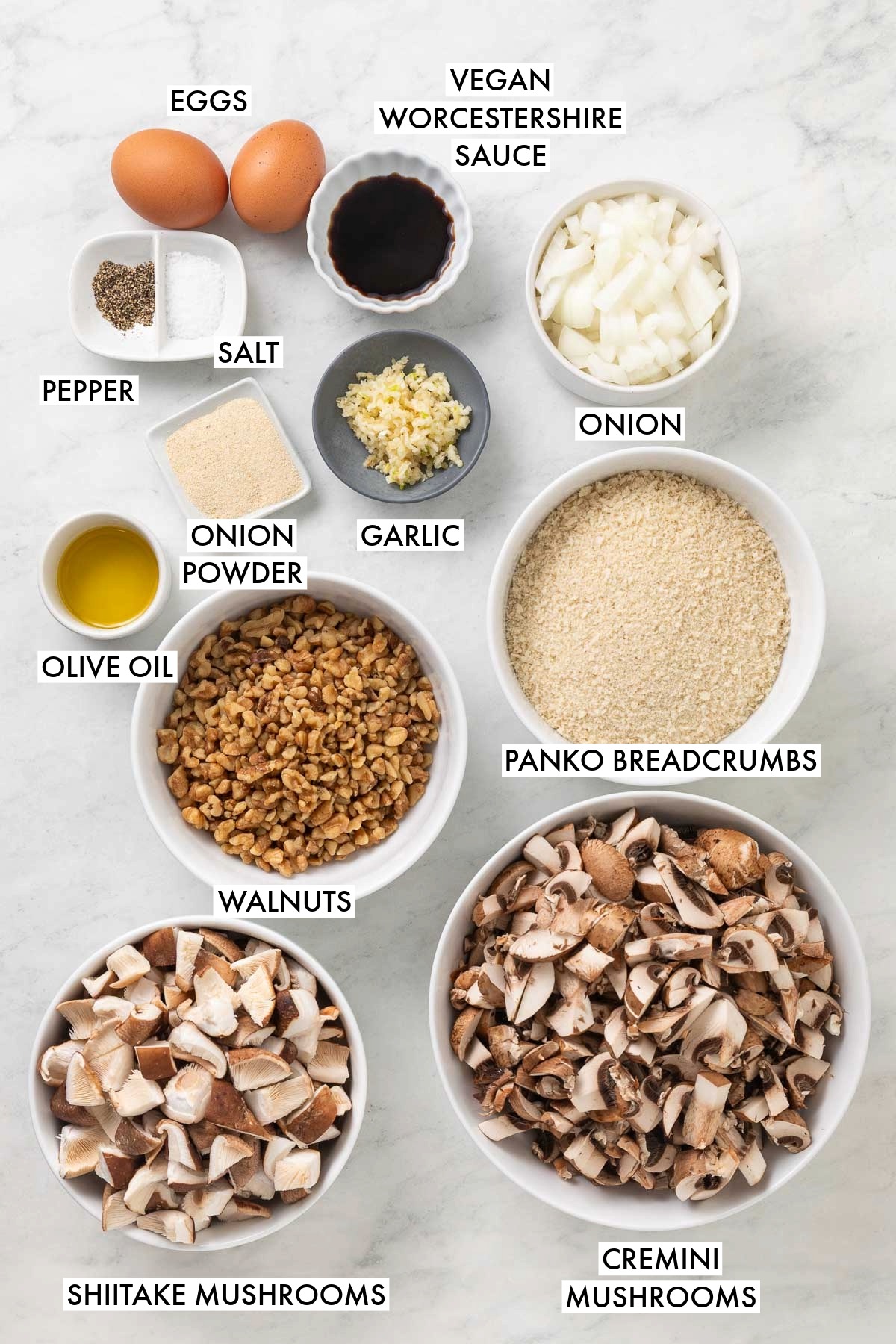 Ingredients used to make big batch vegetarian ground beef.